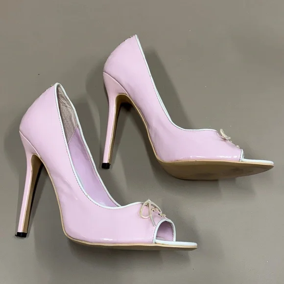 Highest Heel Collection Pink Peep-Toe Stiletto Heels - Picture 8 of 13